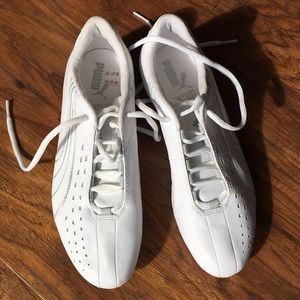 White Leather Puma Shoes